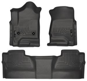 Chevrolet Silverado Floor Liners - Front + 2nd Seat - Husky Liners - WeatherBeater - Black - `14-`27